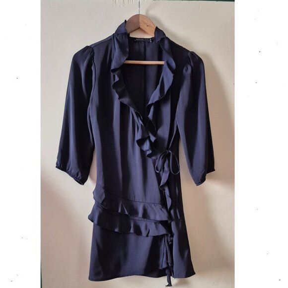 MOHITO - Ruffle Tie Waist Mini Dress Steel Blue - Picture 3 of 7